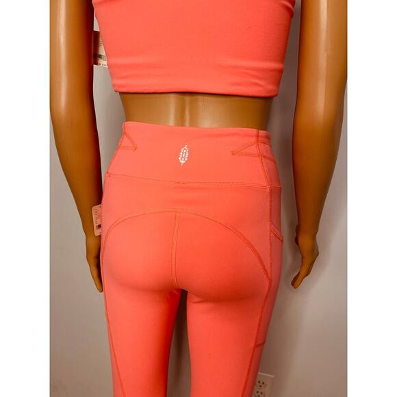 Free People Movement Never Better Flare Pants and workout Top set size S Coral - Picture 9 of 12